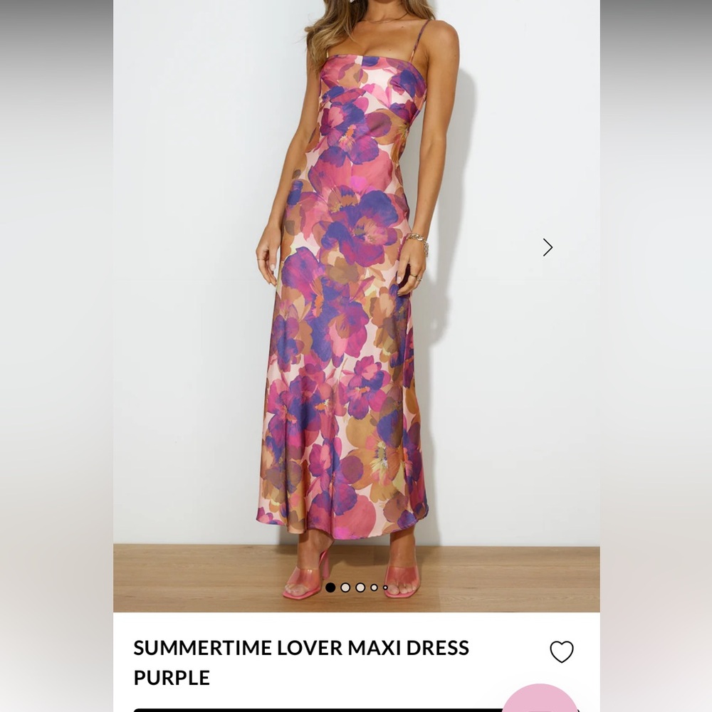 Hello Molly Purple Pink Floral Satin Maxi Dress